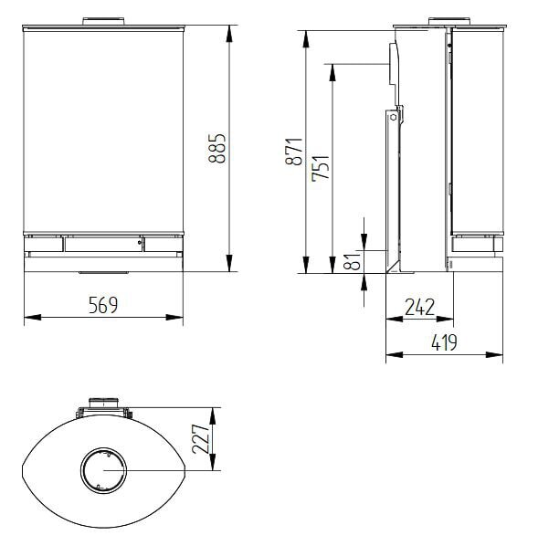 Kaminofen Jydepejsen Elegance Classic Wall - 7 kW
