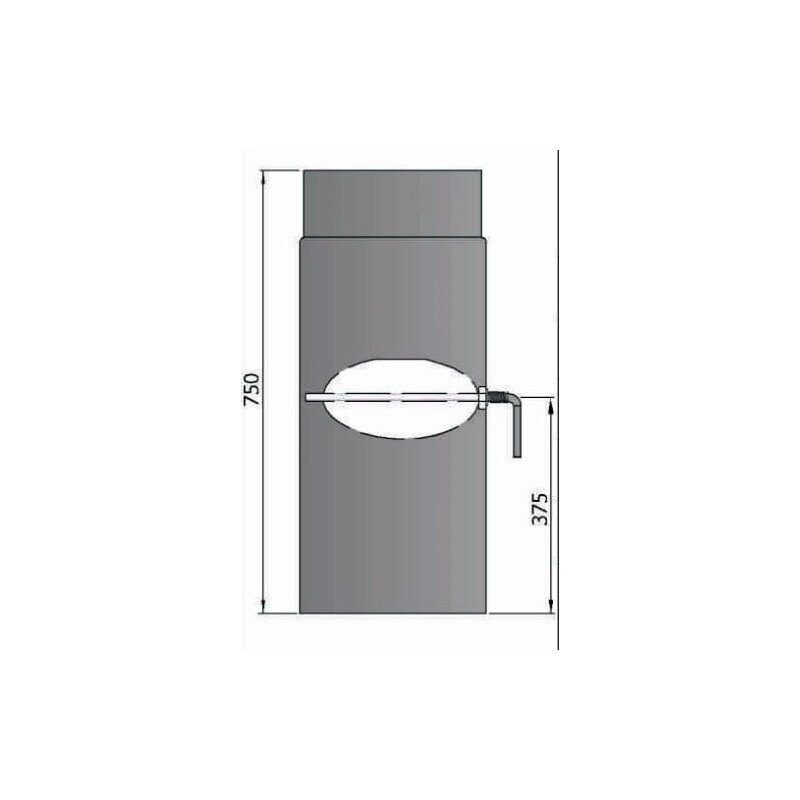 Rauchrohr Ø130 x 750 x 2 mm mit Drosselklappe, Farbe schwarz