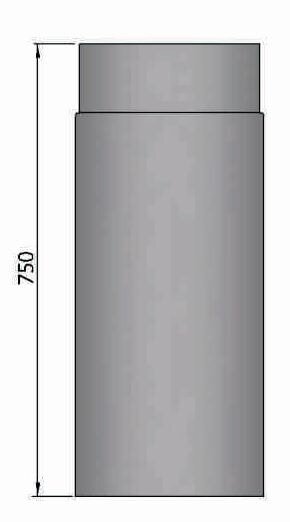 Rauchrohr Ø 130 x 750 x 2 mm, Farbe schwarz - lackiert