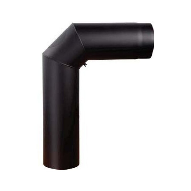 Rauchrohrbogen groß 600 x 450 mm 90° Ø 120 x 2 mm, Farbe schwarz
