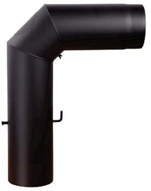 Rauchrohrbogen groß 600 x 450 mm 90° Ø 120 x 2 mm, Farbe schwarz