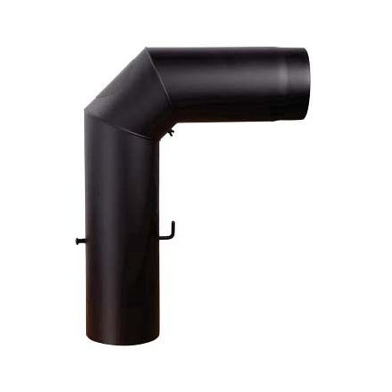 Rauchrohrbogen groß 600 x 450 mm 90° Ø 200 x 2 mm, Farbe schwarz