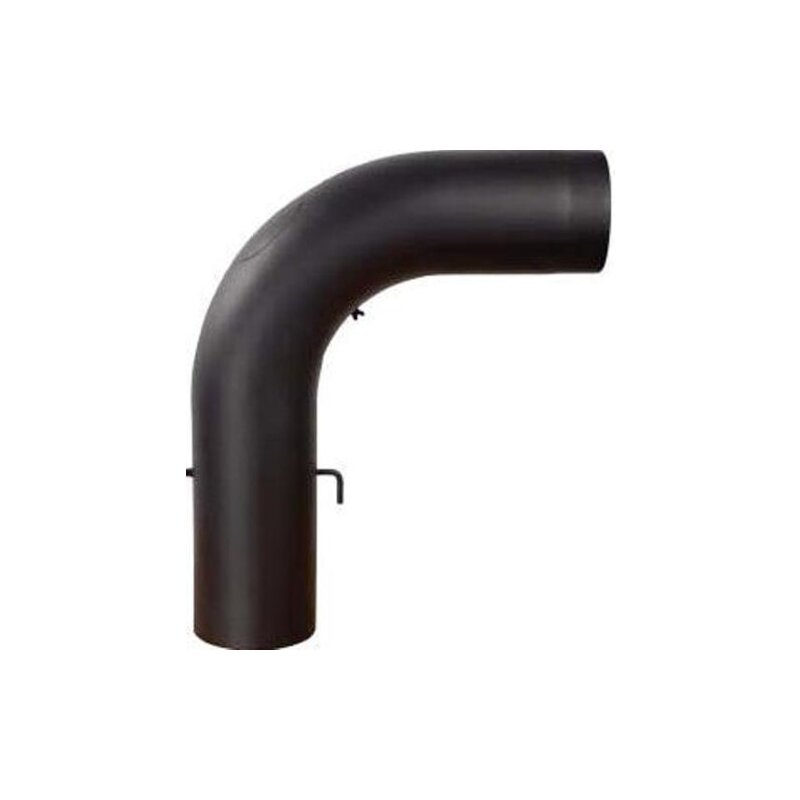 Rauchrohrbogen groß 600 x 500 mm glattgezogen mit Drosselklappe und Reinigungstür 90° Ø 150 x 2 mm, Farbe schwarz