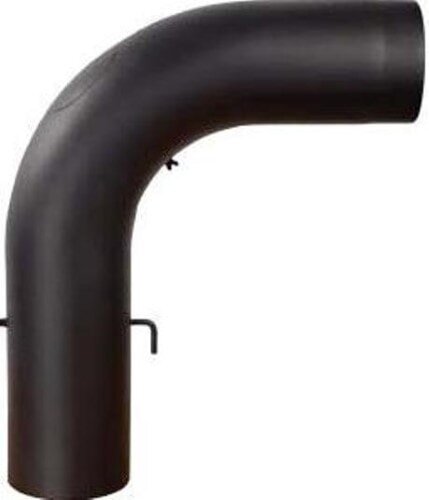 Rauchrohrbogen groß 600 x 500 mm glattgezogen mit Drosselklappe und Reinigungstür 90° Ø 150 x 2 mm, Farbe schwarz