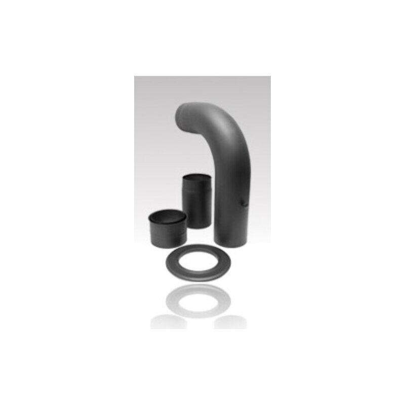 SET Rauchrohrbogen glattgezogen 90° 600 x 500, Doppelwandfutter, Rosette, Rauchröhre 250, Ø 150 x 2 mm, Farbe schwarz