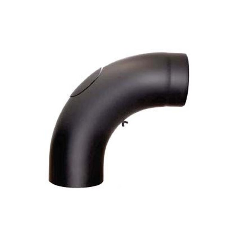 Rauchrohrbogen glattgezogen mit Reinigungstür 90° Ø 150 x 2 mm, Farbe grau