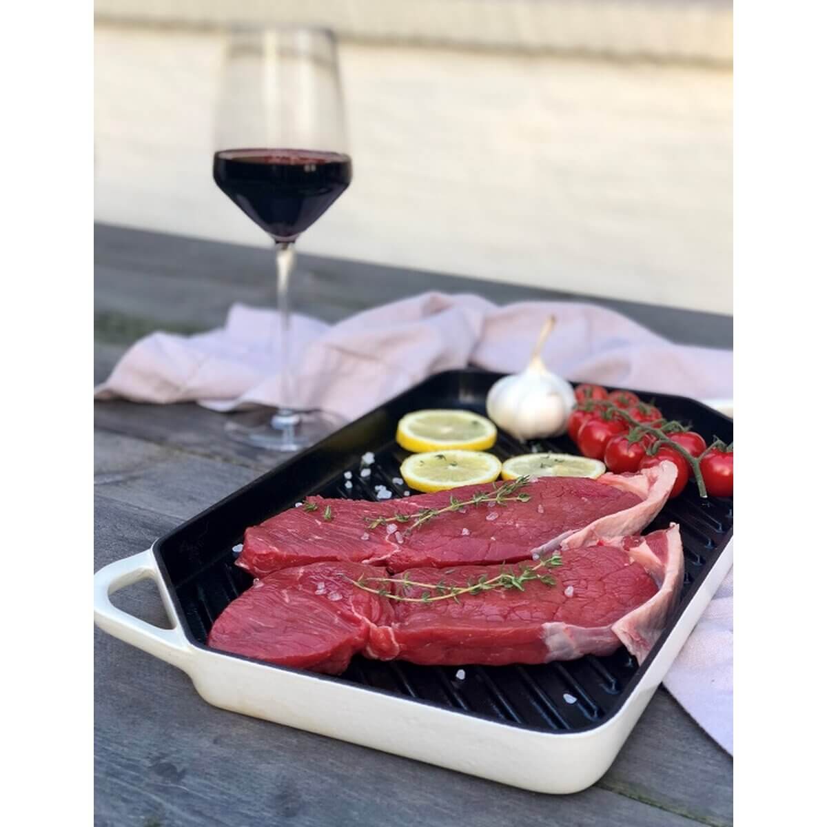 Ferleon gusseiserne Grillplatte geriffelt - 42 cm